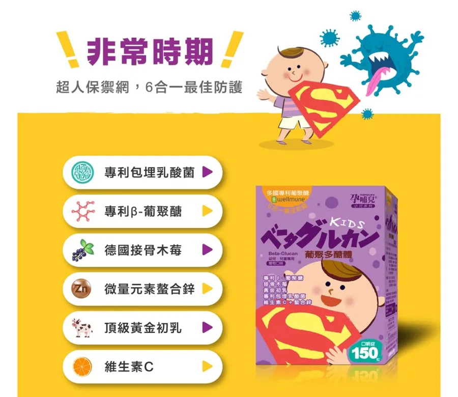 孕哺兒®小兒專用 葡聚多醣體 嚼錠