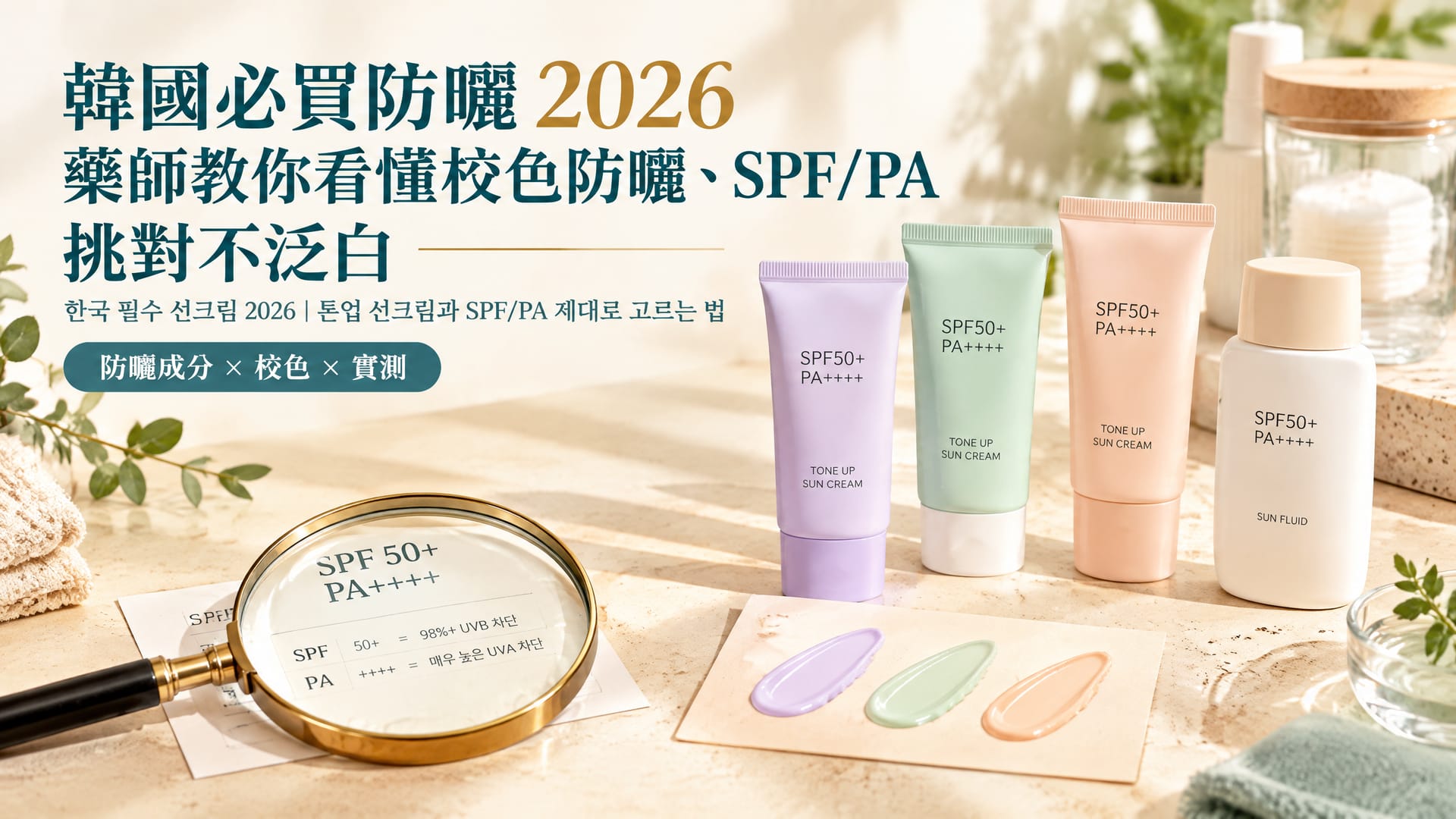 韓國必買防曬 2026｜藥師教你看懂校色防曬、SPF/PA，挑對不泛白